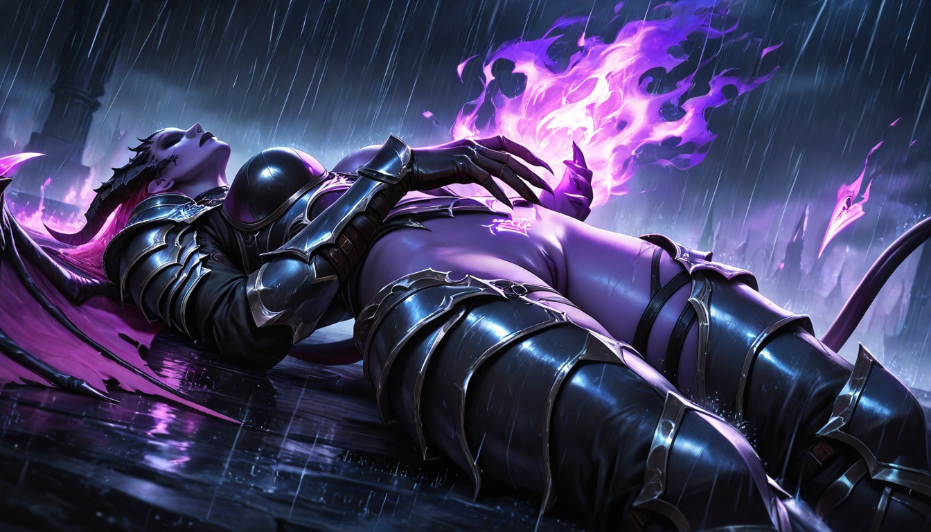 Showing Pussy, Lean Body, Big Demon Purple Wings Porno IA