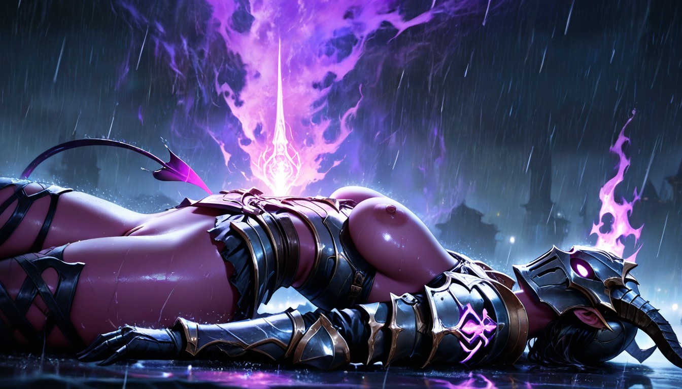 Close Up, Side View, Purple Fire AI Porn