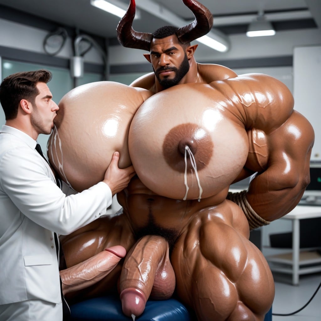 Milk Man Suit, Giant Dildo Penetrating Milk Man's Ass, Pec Garbbing Porno gay IA