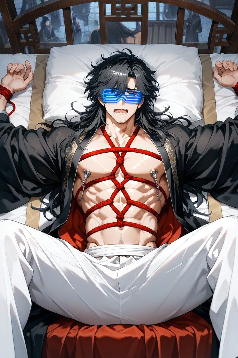 White Body, Gay, Hypnotic Virtual Reality Glasses On His Face AI同性戀黃片