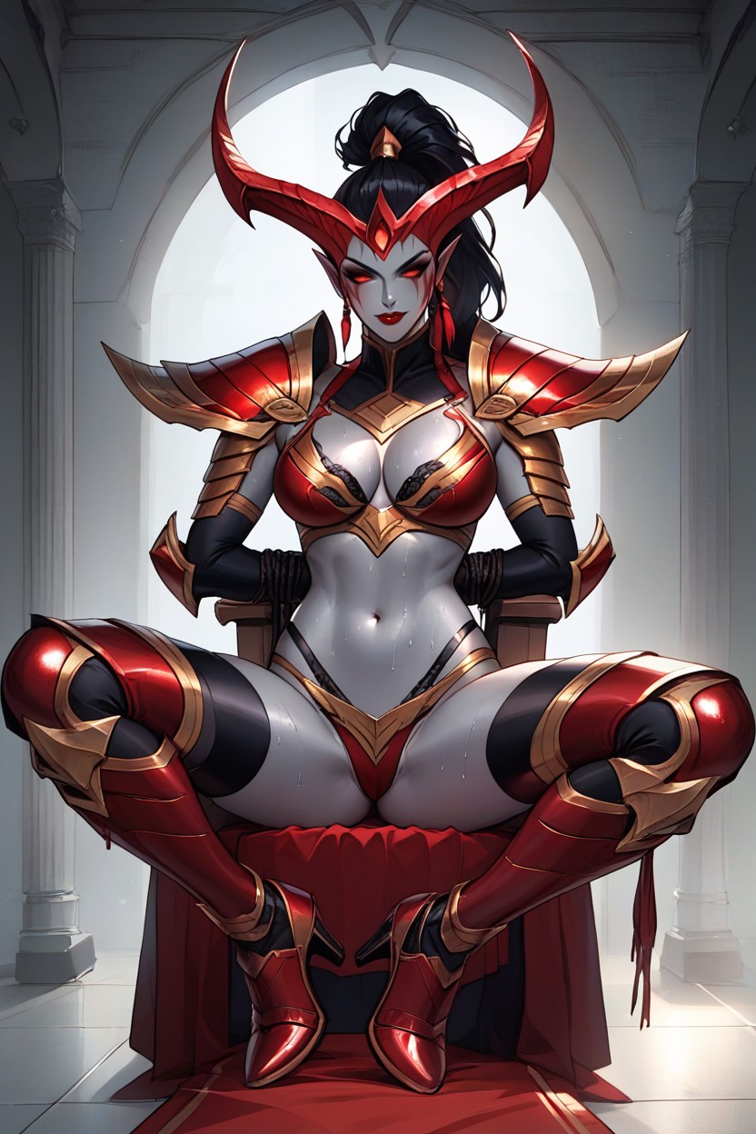 Full Body Shot, Metallic Thong, Smooth Skin Texture Hentai AI Porn