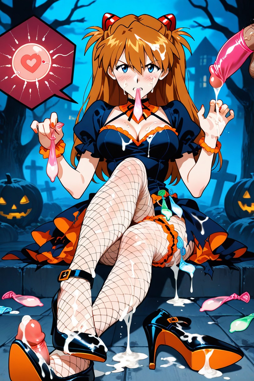 Semen On High Heels, Clothes Covered In Cum, A Lot Of Used Condom Hentai AI Porn