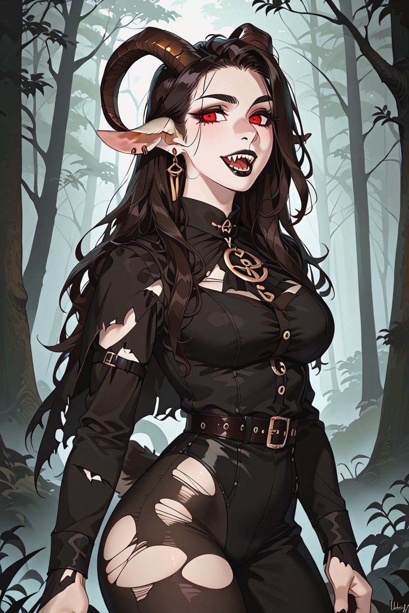 Agressive Posture, Open Mouth, Goat Tail Furry AI Porn