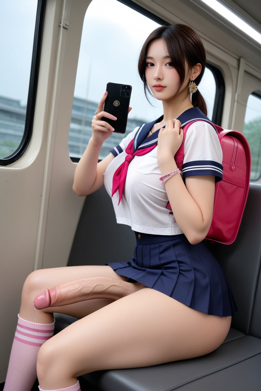 Long Legs, Huge Saggy Breasts, Closed Mouth AI國產黃片