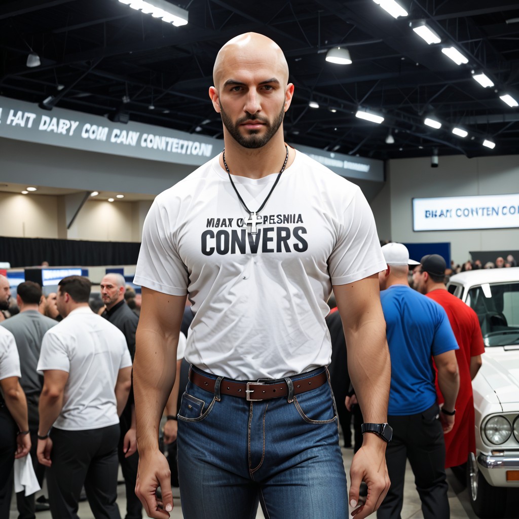 30+, And Bright Convention Lighting, He Holding A Wrench In One Hand AI Porn
