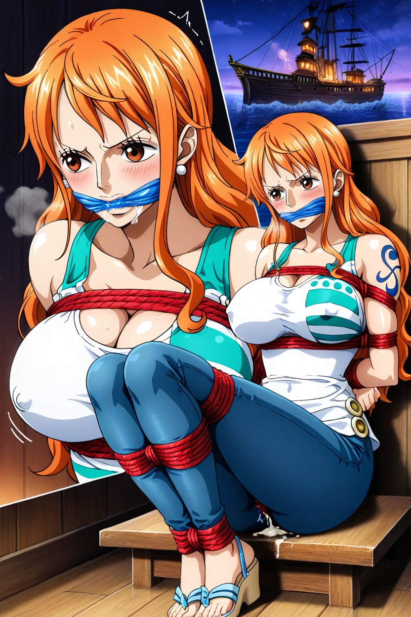 Bubble Dialogs, Sitting, Rounded Breasts Hentai AI Porn