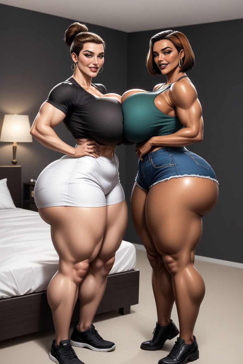 Voluptuosa, Natural Sagging Breasts, Muslos Gruesos Porno IA
