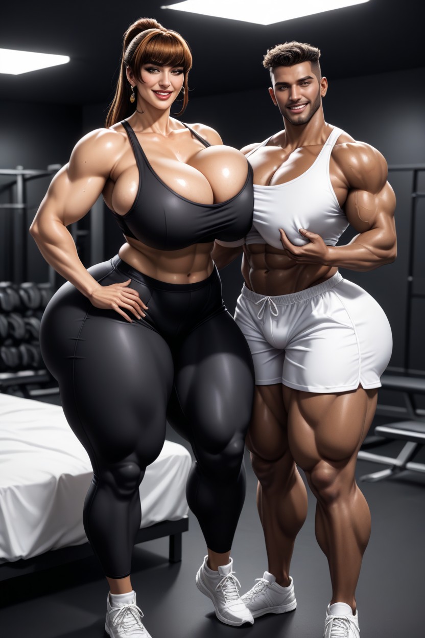 Straight Haired Black Woman, 25+, Apretando Los Pechos Porno IA