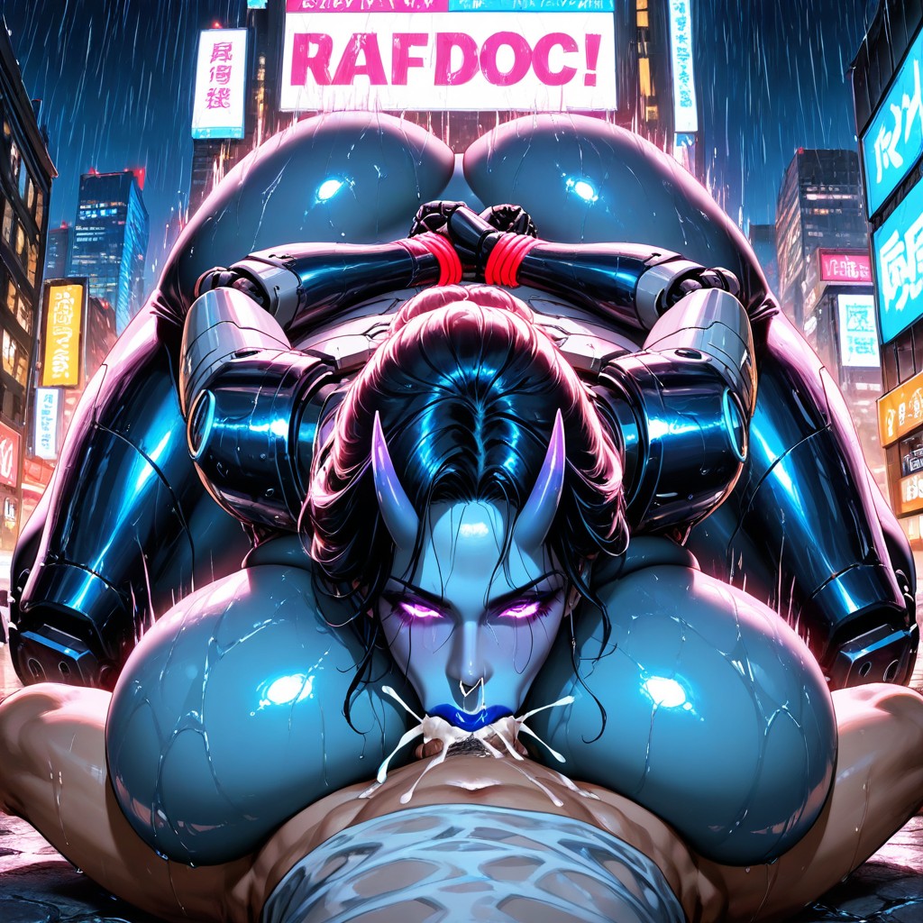 Giant Woman, Cyberpunk City, Shallow Hentai AI Porn