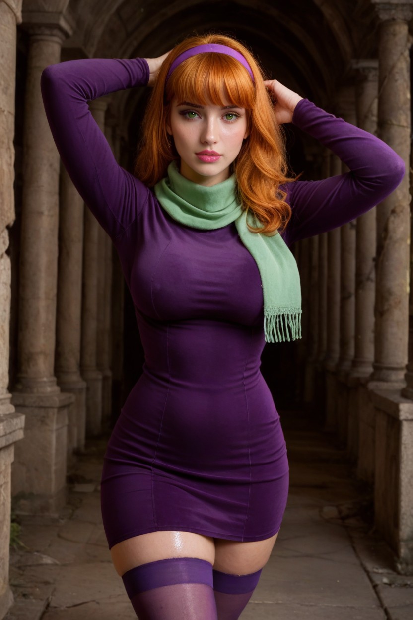 Ancient Mystical Ruins, Perfect Eyes, Violet Stockings AI Porn