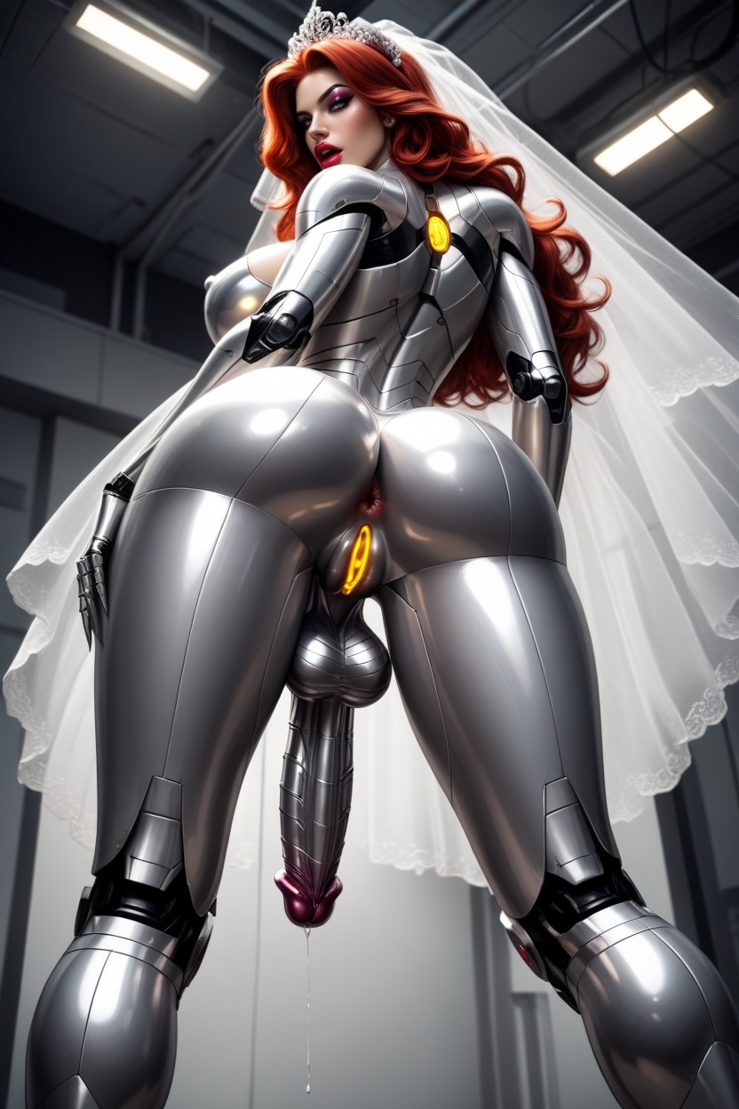 Completely Metallic Pussy And Anus, She Grips Her Metallic Penis, Open Mouth Porno IA