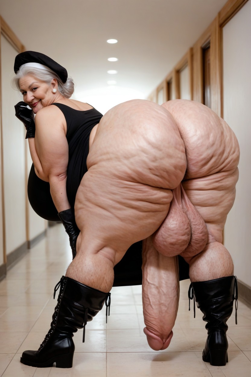 Bending Over, Huge Round Thighs, Plump Lips AI Porn