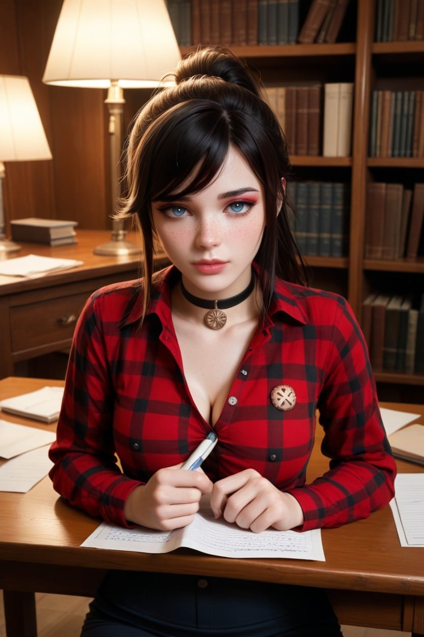Pov, Papers On Desk, Freckles AI Porn