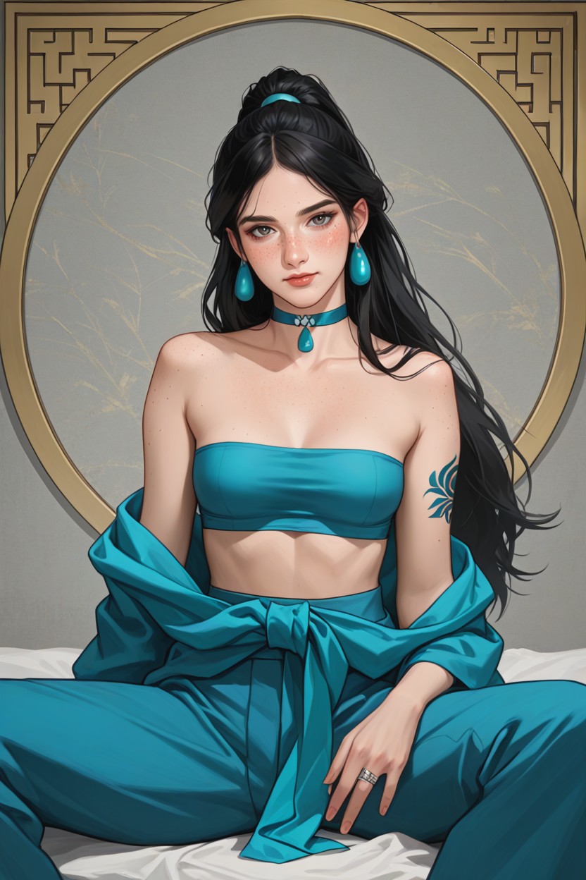 Forearm Tattoo, Choker, Sitting AI Porn