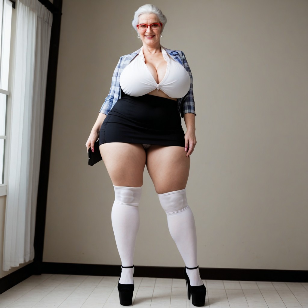 White Hair, Showing Panties, Cathy Canuck AI Porn