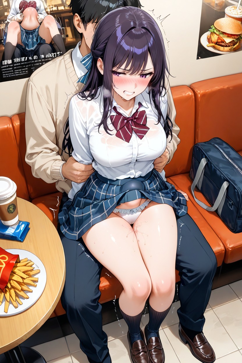 Pussy Juice Puddle, Beige Sweater, Stomach Bulge Hentai AI Porn