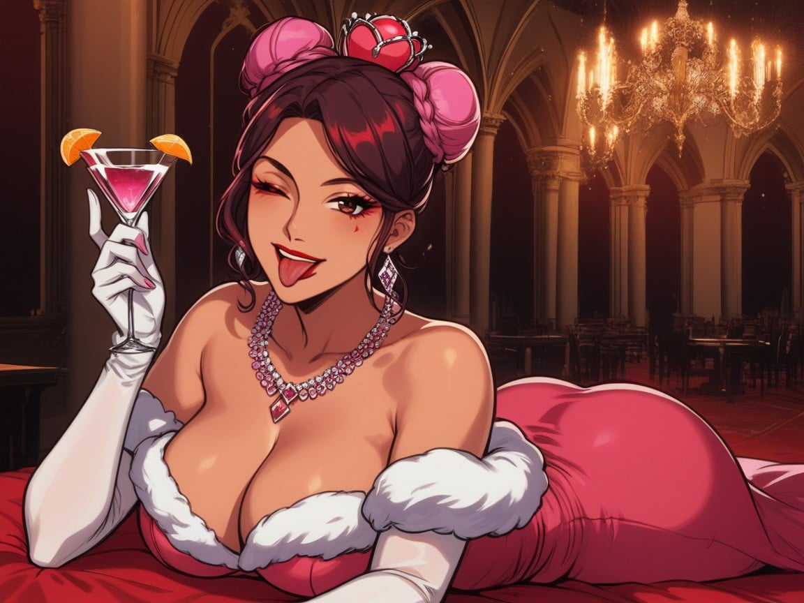 Red Lipstick, Decote, Piscada Porno IA latina