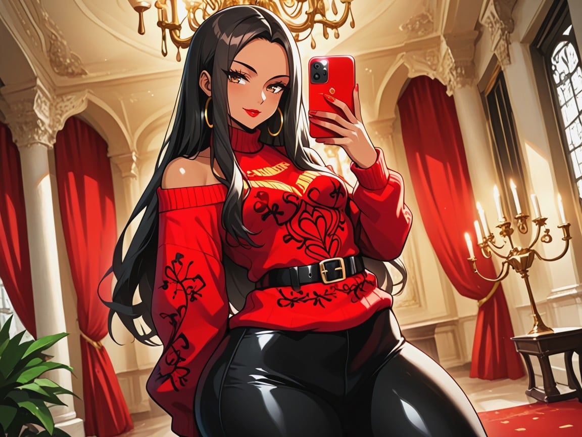 Glossy Finish, Extremely Large Ass, Woman Posing Seductively AI Porn