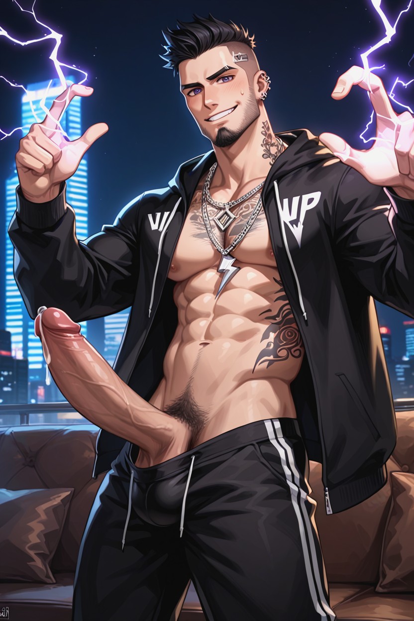 Hot Guys At Party, Tattoos On Neck, Solo AI Gay Porn