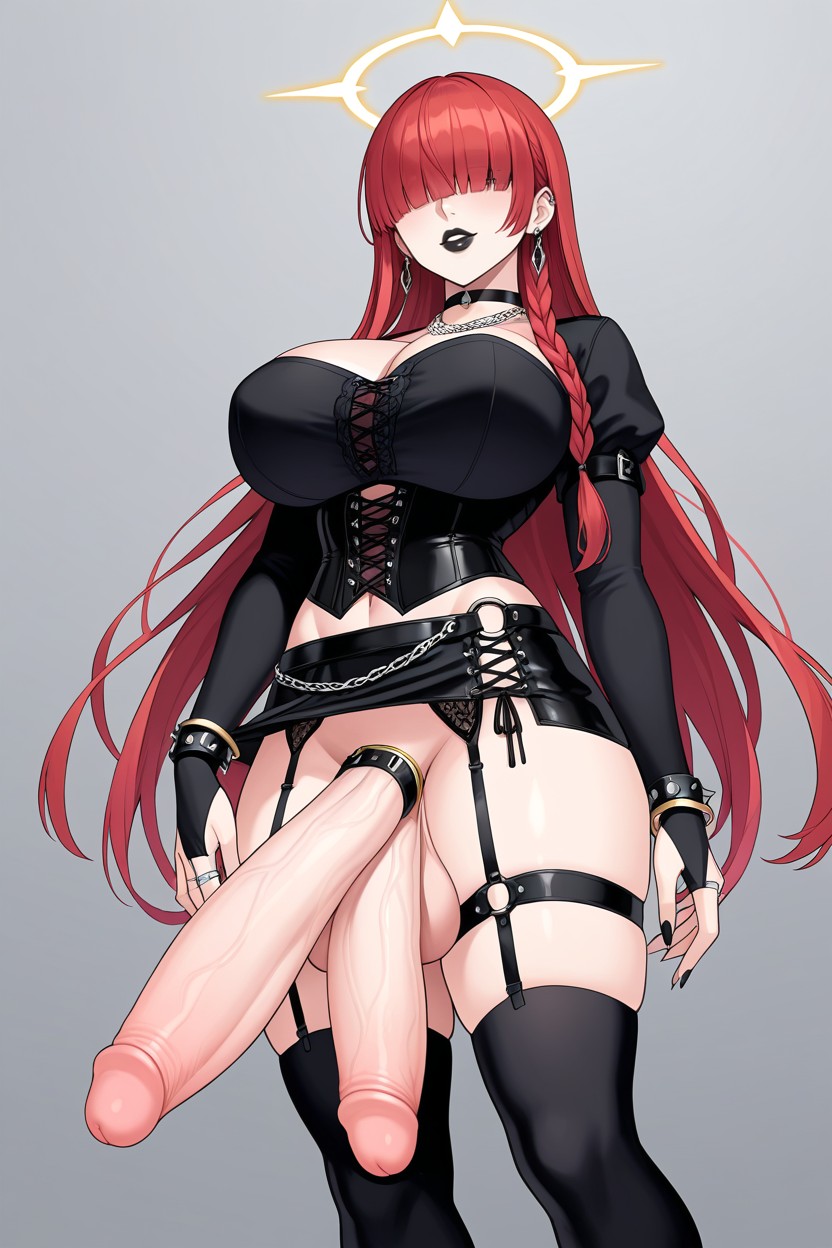 Futanari, Diadem, Hair Over Eyes 人妖AI色情