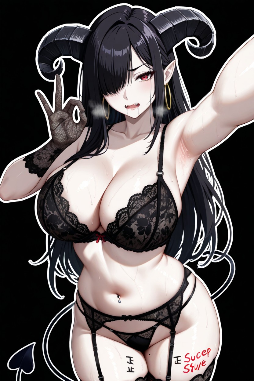 Massive Breast, Sexy Sign Gesture, Big Sheep Black Horns Hentai AI Porn