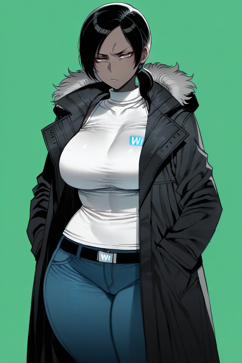 Empty Background, Brown Eyes, Front View Hentai IA