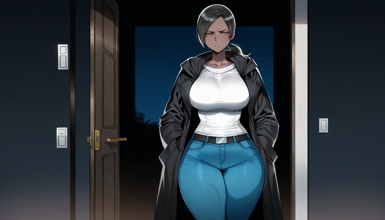 Black Hair, Brown Eyes, Black Coat Porno IA Hentai