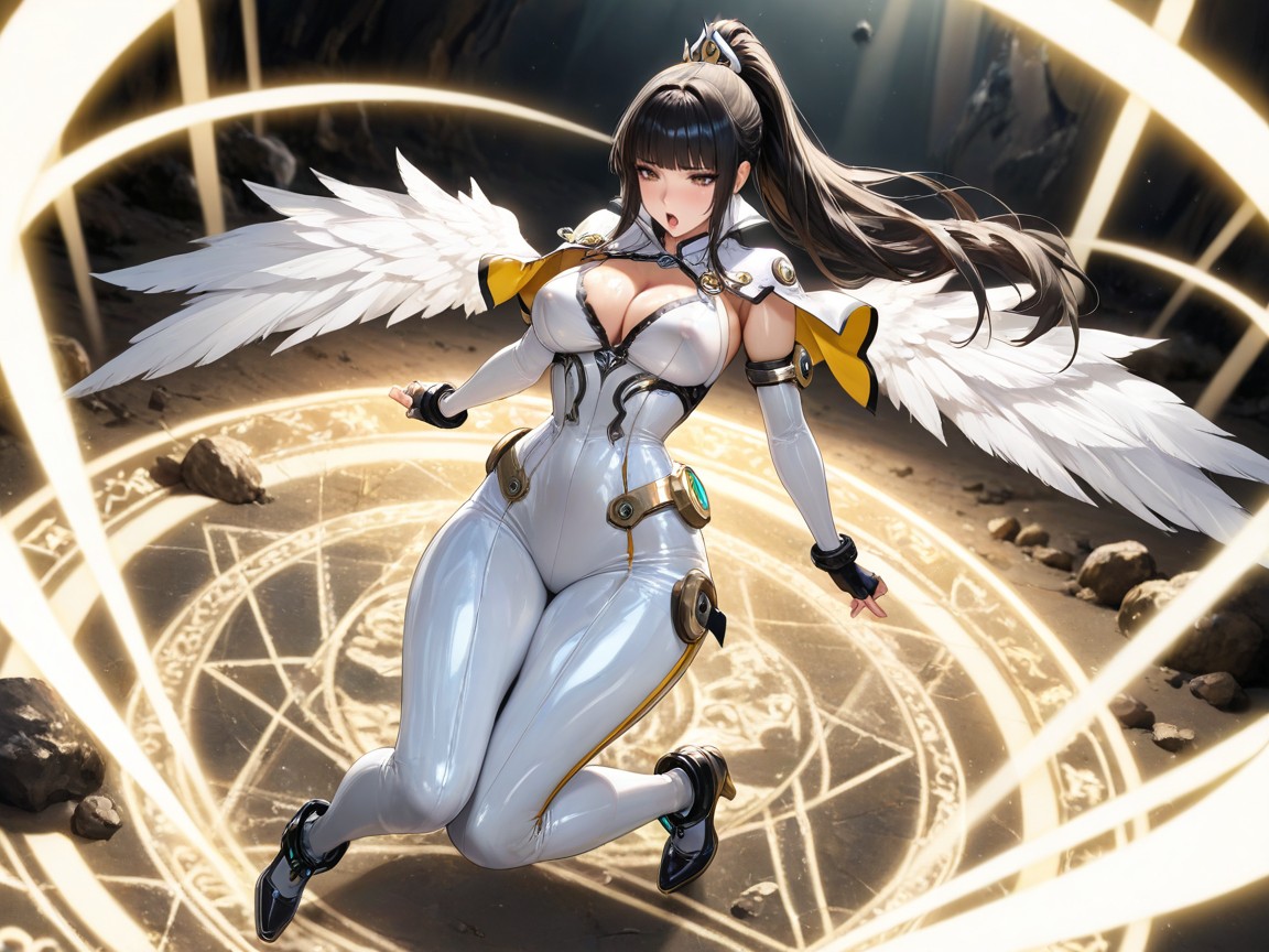 Long Yellow Sheer Waist Cloth, Warm Lighting Colour Tones, Thick Eyelashes Hentai IA