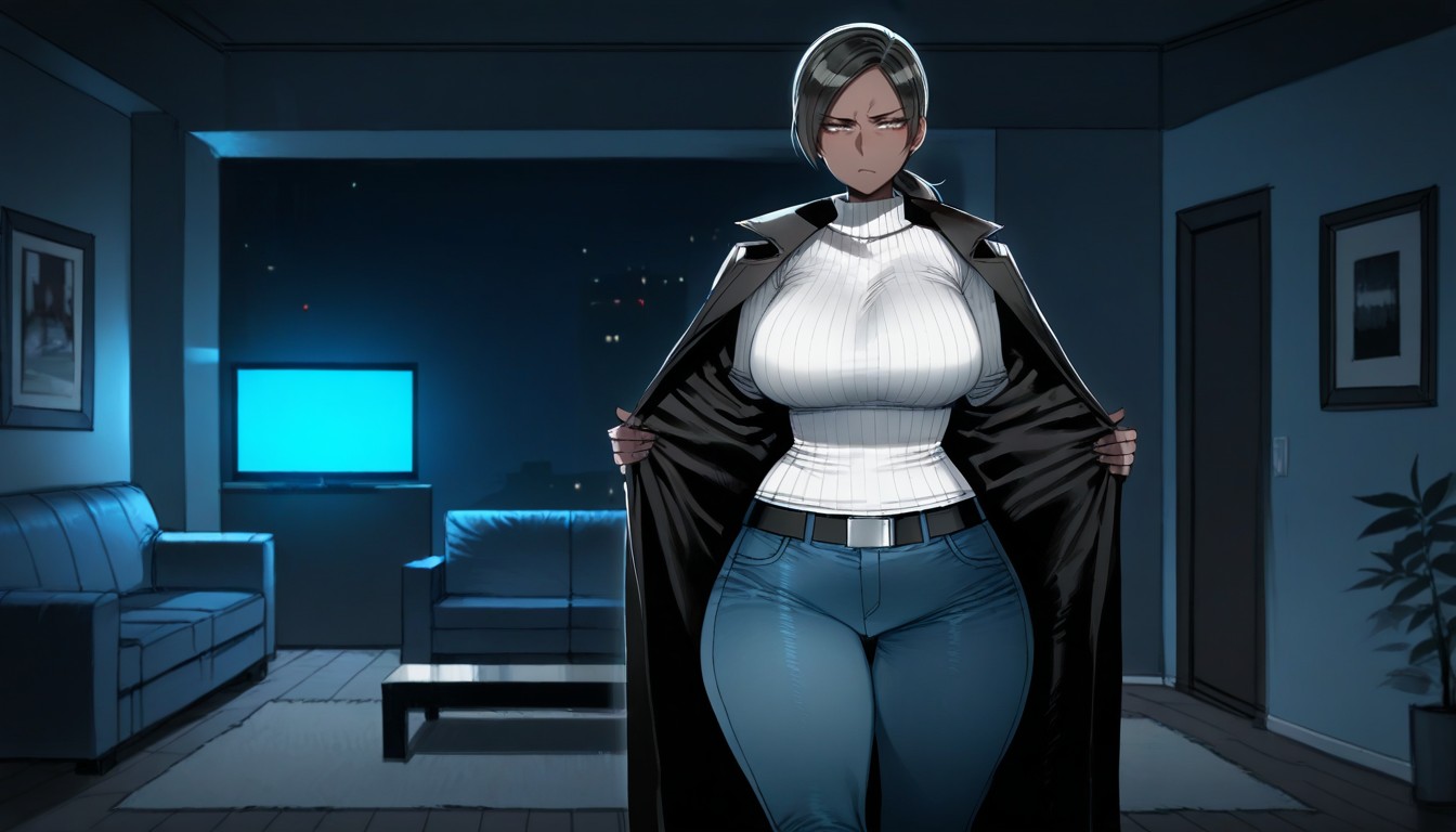 Detailed, Natural Breasts, Black Coat Hentai AI Porn