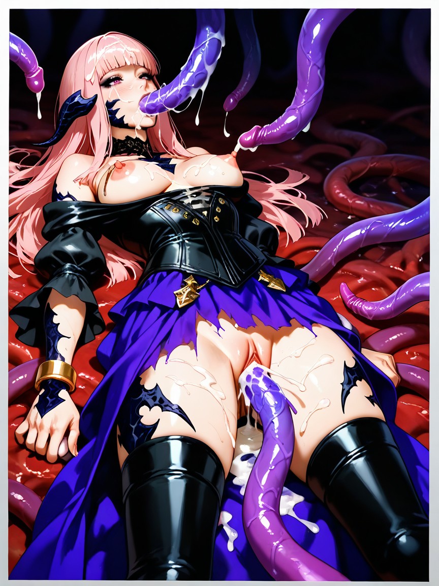Cumshot On Mouth, Clothing With Deep Neckline, Tentacles Fuck Her Throat ヘンタイAIポルノ
