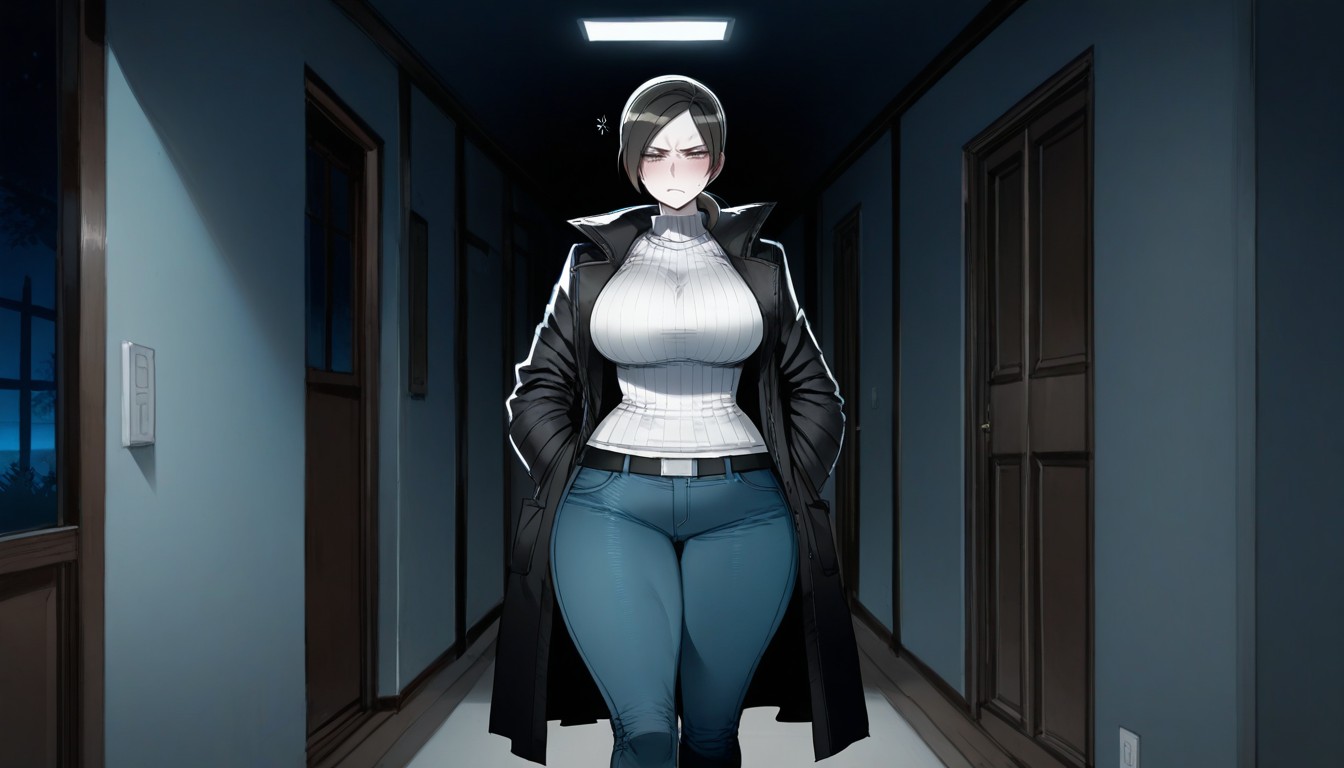 Ratatatat Art Style, Curvy Milf, Black Coat AI黃漫