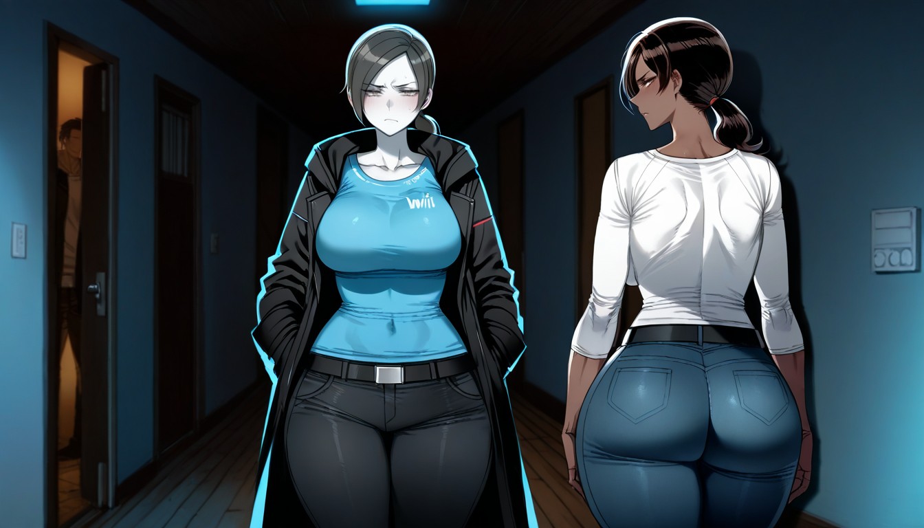 Alone, Brown Eyes, Standing In House Hallway Hentai IA