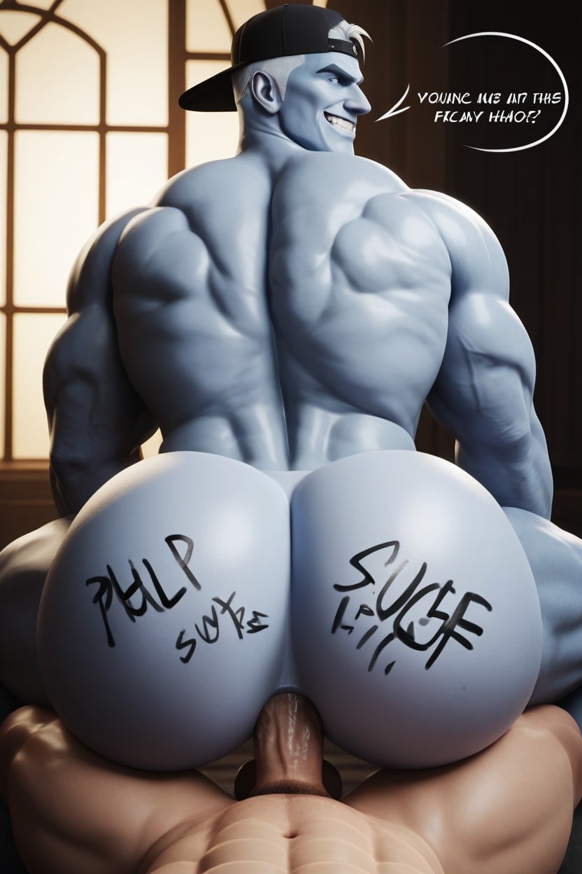 Athletic, Extremely Large Ass, Smug Expression AI Gay Porn