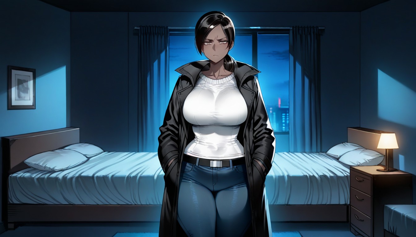 Brown Eyes, Jeans With Belt, Smooth Skin Hentai AI Porn