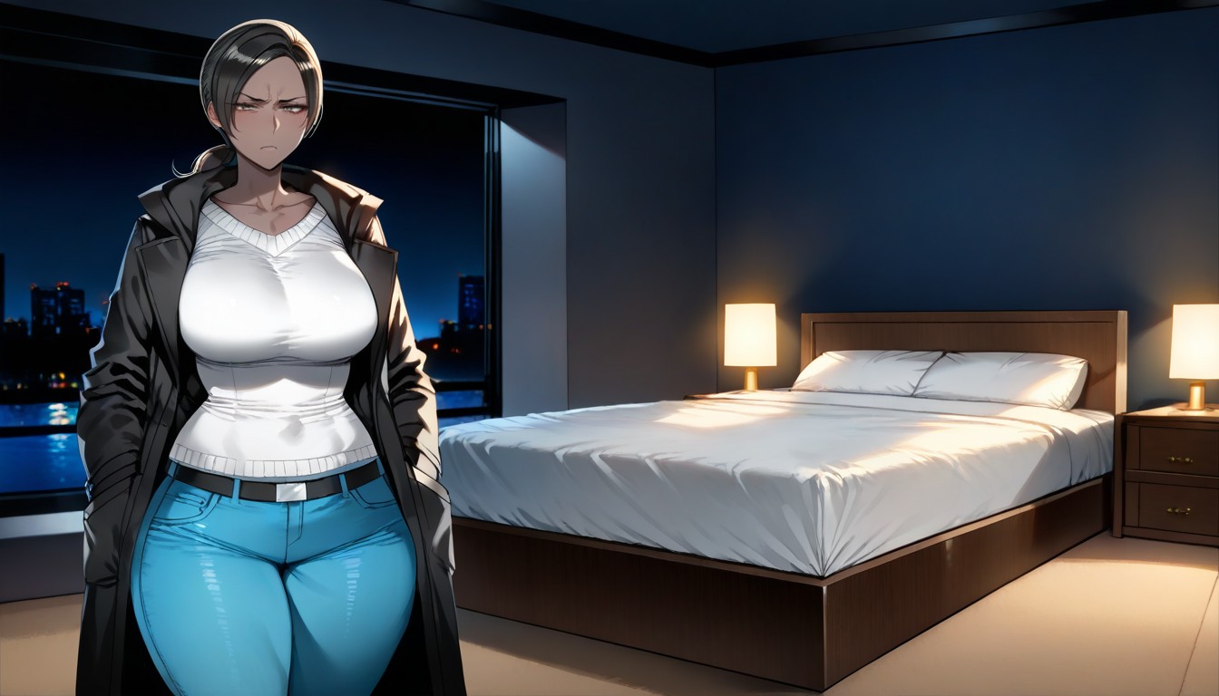 High Resolution, Dark Brown Skin, Frown Hentai IA