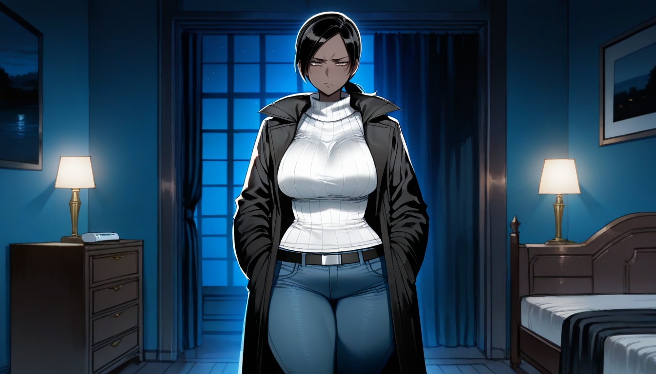 Brown Eyes, Night Time, Soft Shading Hentai IA