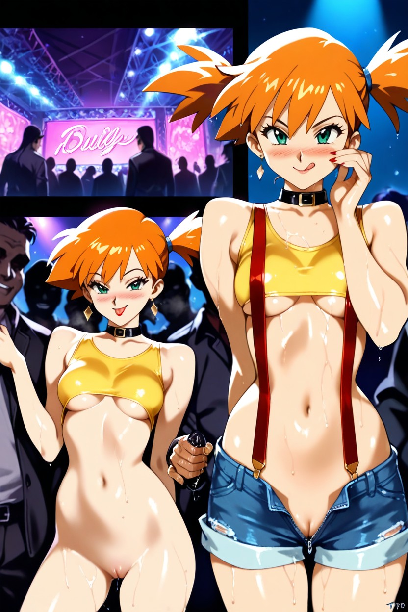 Horny Look, Yellow Crop Top, にっこり笑う ヘンタイAIポルノ