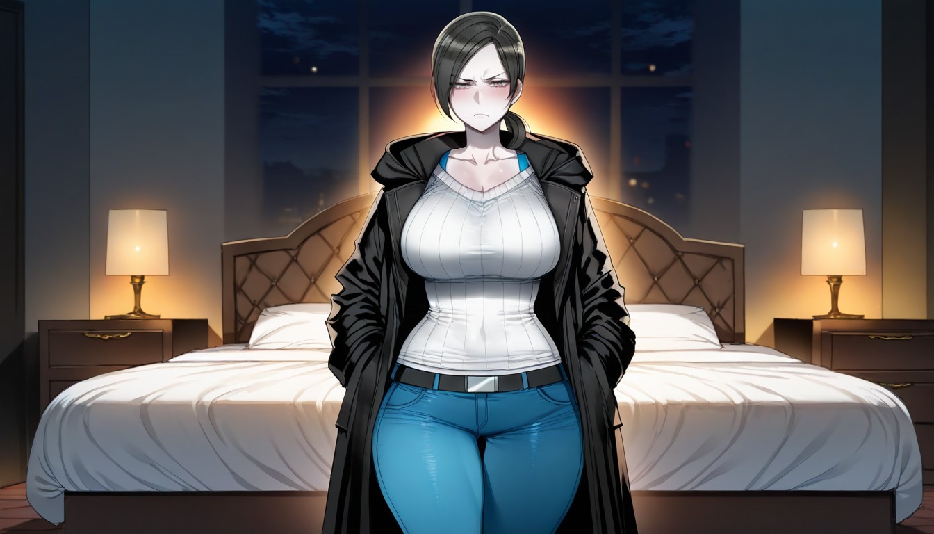 Jeans With Belt, Frown, Smooth Skin Porno IA Hentai