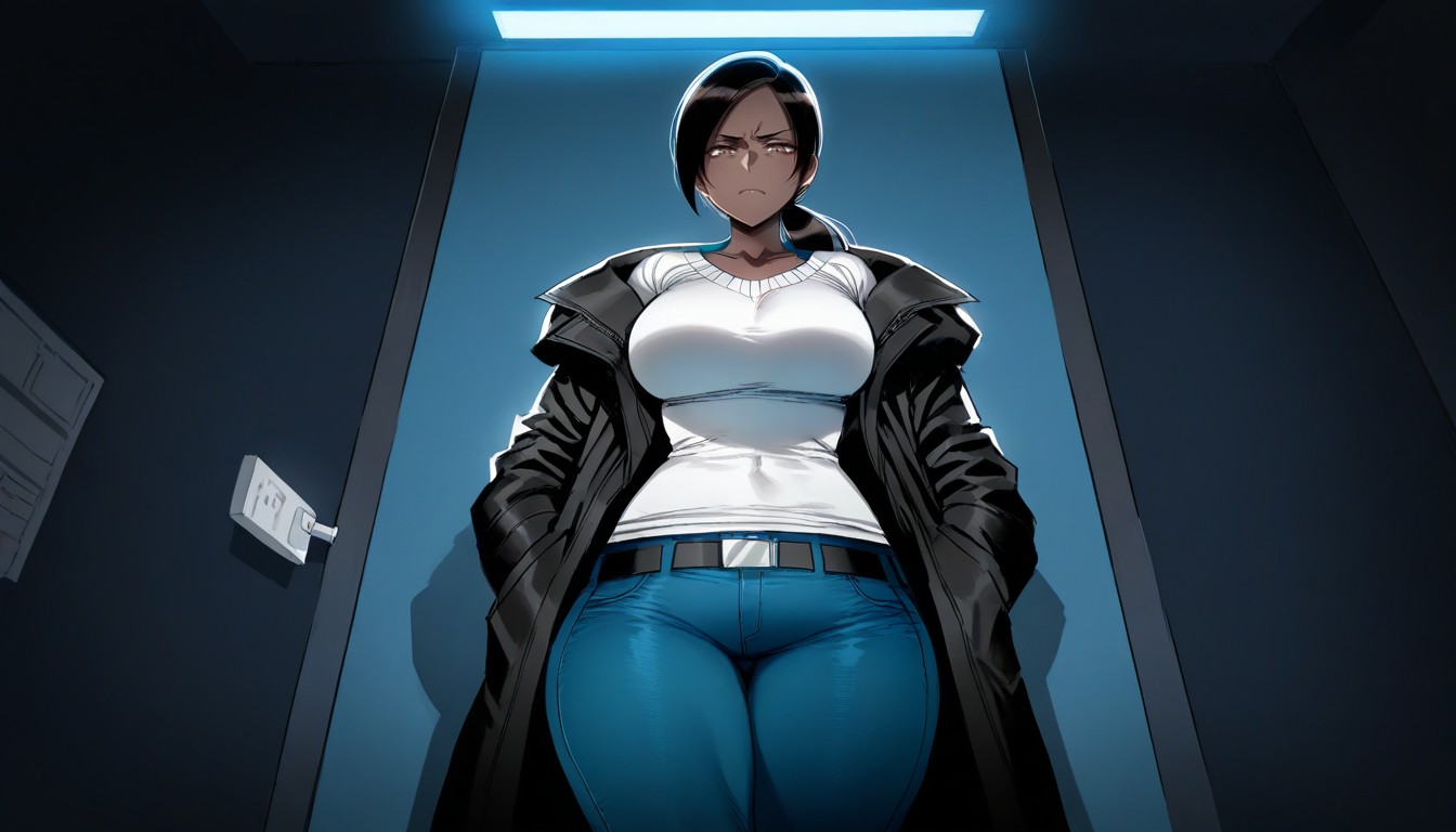 Front View, Dark Brown Skin, Large Breasts Hentai AI Porn