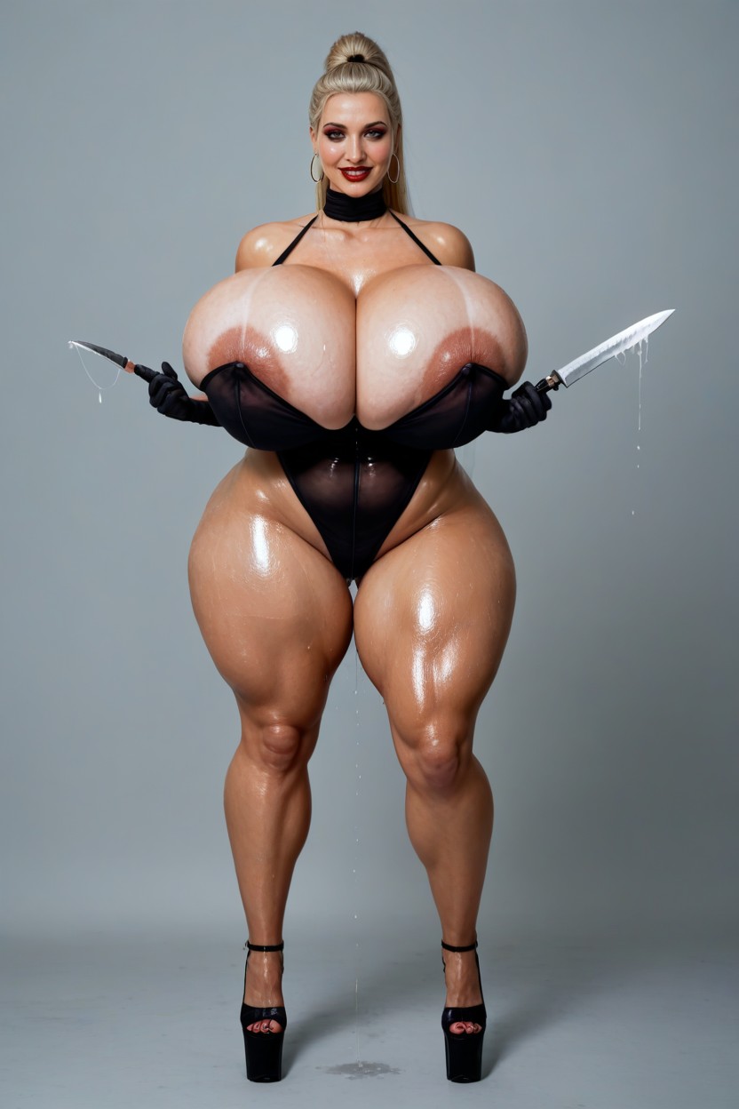 Horny Facial Expression, Hyper Thighs, Extremely Beautiful Face AI Porn