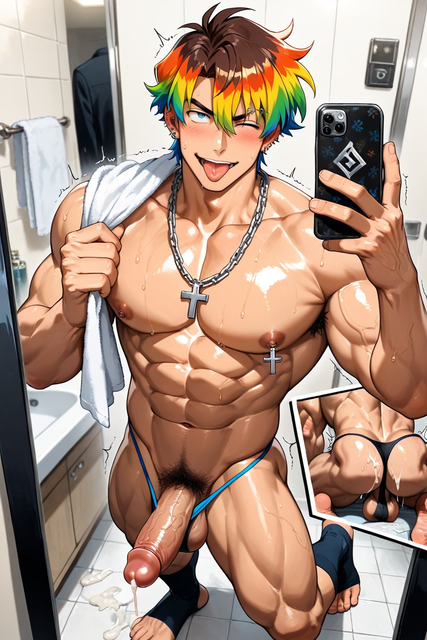 Tongue, Pectorals, Tongue Out AI Gay Porn