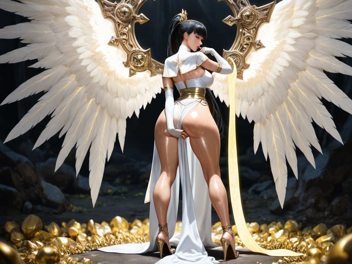 Erect Nipples, One Winged, Straight Ponytail Hentai AI Porn