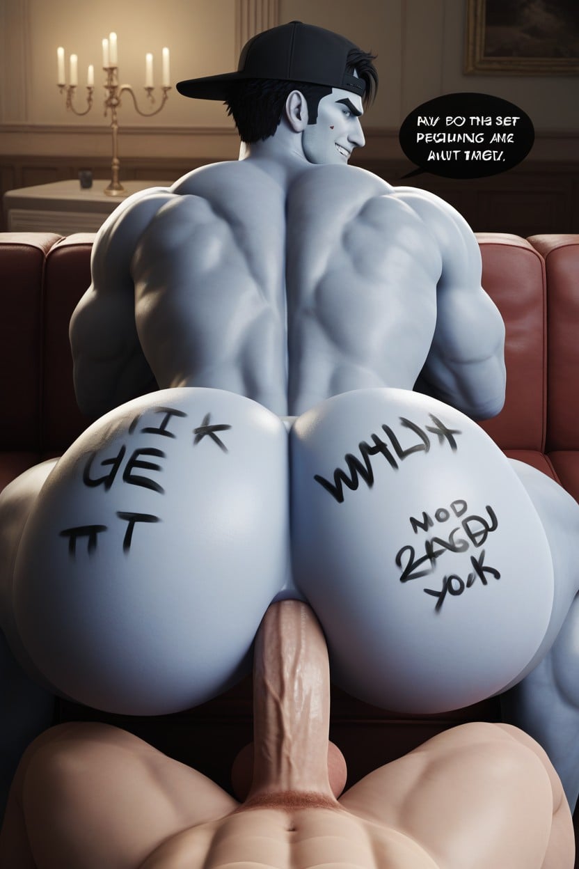 Bottom Looks Evil, Jock Strap, Round Muscular Jock Ass AI Gay Porn