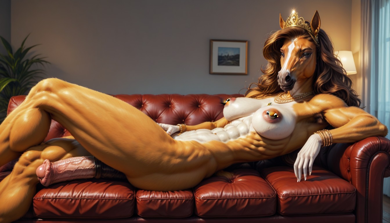 Horse, Long Big Horsepenis, Nipple Piercing Furry AI Porn