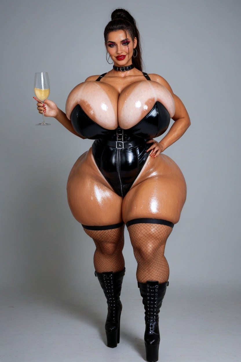 Stand With Your Legs Spread, Holding A Glass Of, Hdr AI Porn