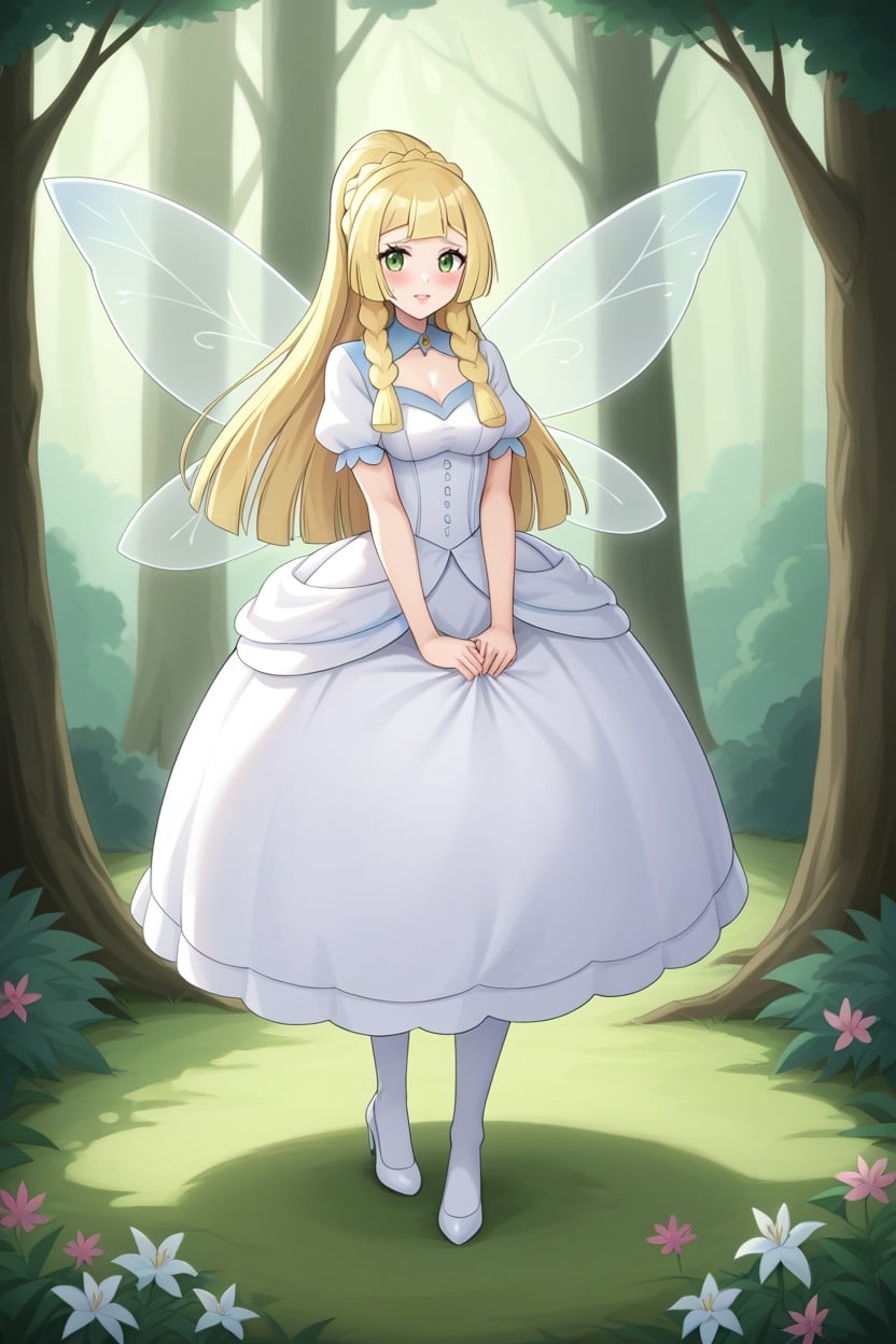 Victorian Era Dress, Shy, Wide Hoopskirt AI Porn