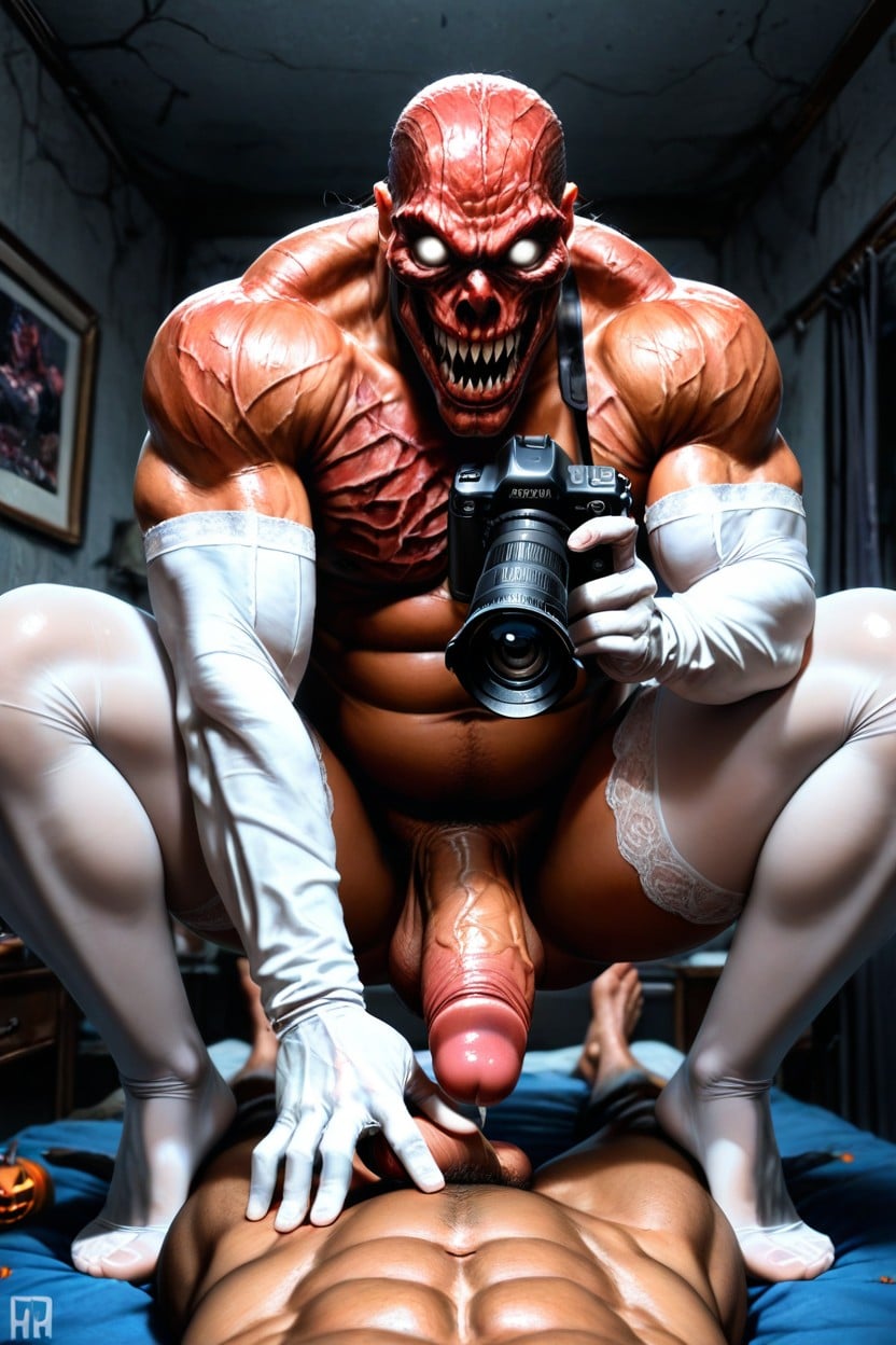 Male, Dark Red Meat Skin, White Eyes AI Gay Porn