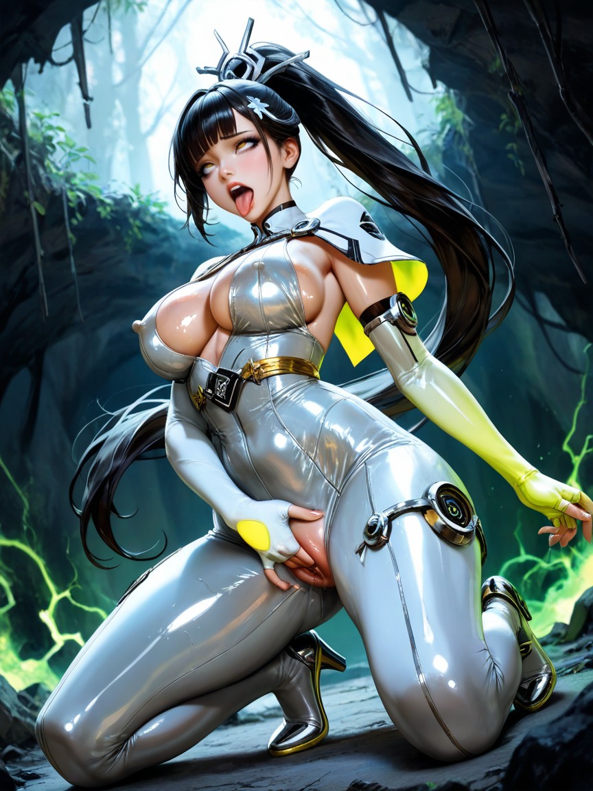 Circular Cleavage, Straight Bangs, Culo Redondeado Hentai IA