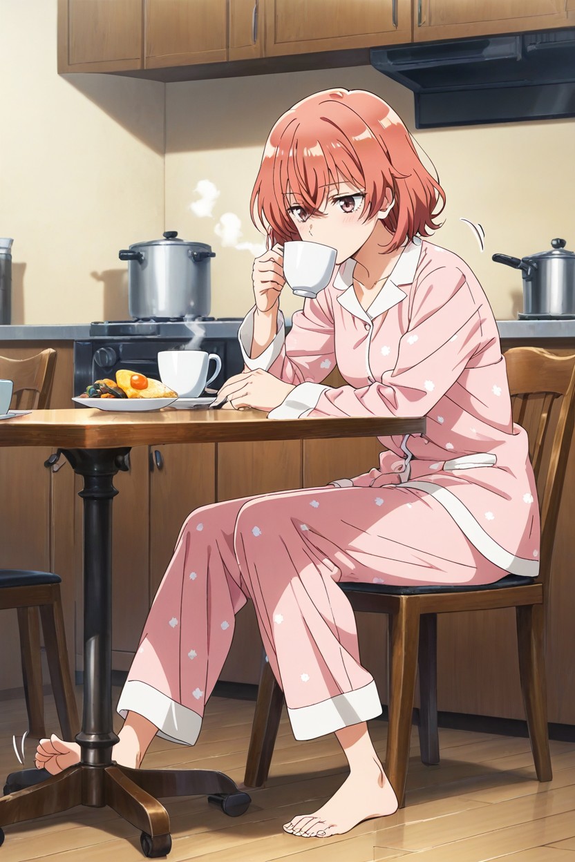 Pyjamas, Yeux Marrons, Perfect Hands Porno IA Hentai
