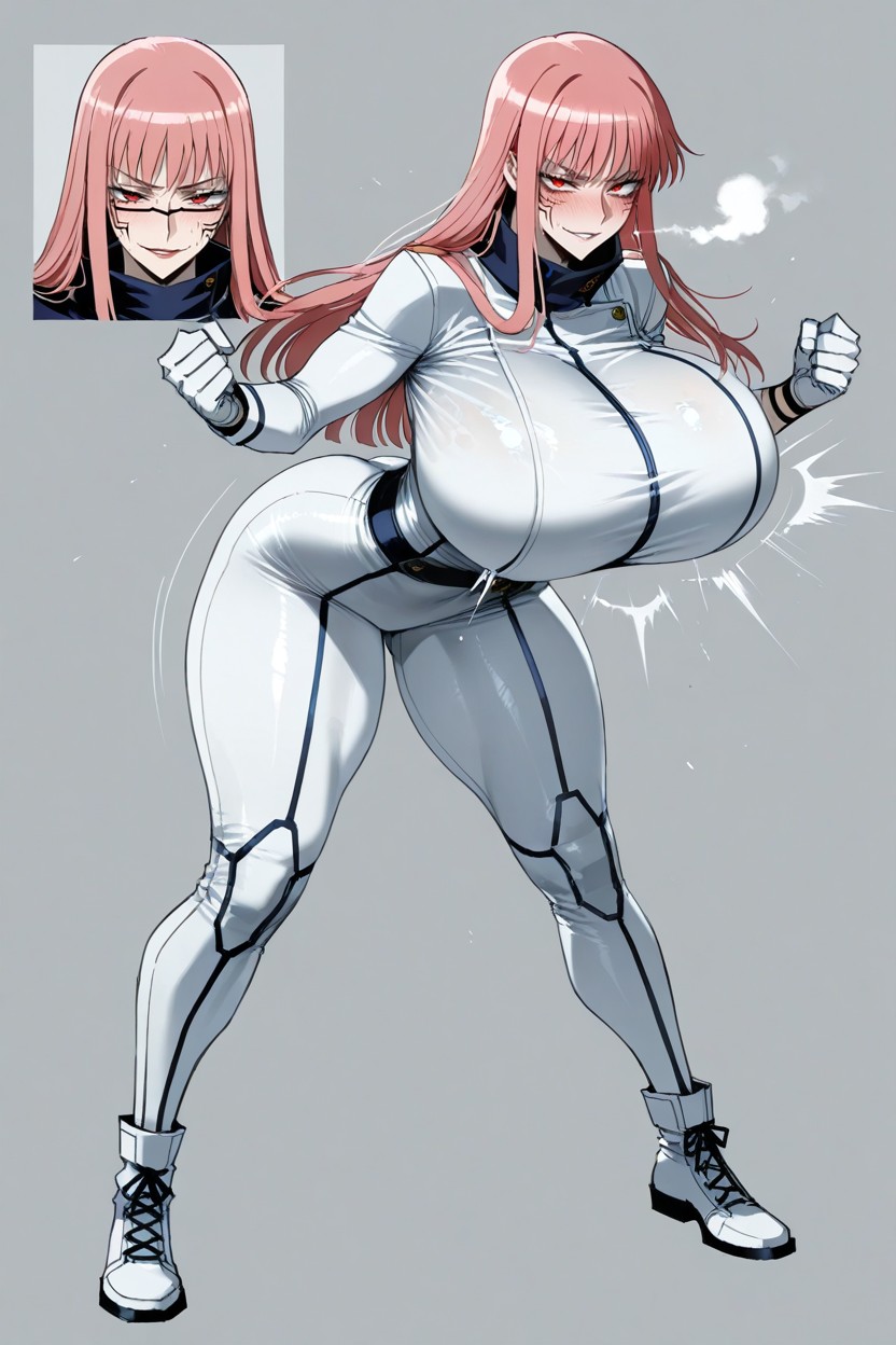 Red Eyes, Straight Bang, Múltiples Vistas Hentai IA